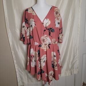 Shein Women's Pink Floral Blouse - Size 3XL